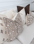 **FLAWED** Nina Floral Block Printed Pillow Cover | Brown