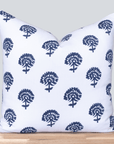 Dover Floral Block Printed Pillow Cover | Blue