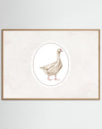 Neutral Goose Art Print | Vintage Farmhouse Wall Art Oak Nature