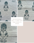 **FLAWED** Devi Floral Block Printed Pillow Cover | Teal Green/Blue
