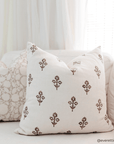 Mia Floral Block Printed Pillow Cover | Brown