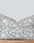 Chloe Floral Block Printed Pillow Cover | Blue | Lumbar