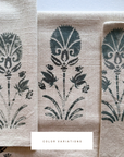 ** ARTISAN VARIATION ** Devi Floral Block Printed Pillow Cover | Teal Green/Blue | Lumbar