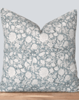 **FLAWED** Chloe Floral Block Printed Pillow Cover | Blue