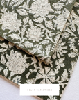 ** ARTISAN VARIATION ** Jardim Floral Block Printed Pillow Cover | Olive