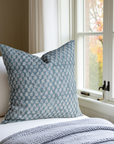 Luna Floral Block Printed Pillow Cover | Blue/Teal Green