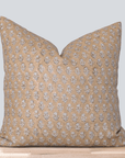 Amber Floral Block Printed Pillow Cover | Dark Mustard/Brown