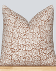 Seville Floral Block Printed Pillow Cover | Terracotta 20'' x 20''