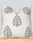 **FLAWED** Capri Floral Block Printed Pillow Cover | Blue