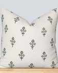 **FLAWED** Mia Floral Block Printed Pillow Cover | Forest Green