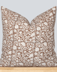 **FLAWED** Nina Floral Block Printed Pillow Cover | Brown