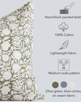 Jardim Floral Block Printed Pillow Cover | Olive