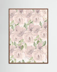 Soft Pink Floral Illustration | Children's Room Wall Art Oak Dark