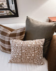 **FLAWED** Nina Floral Block Printed Pillow Cover | Brown | Lumbar
