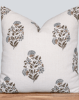 ** ARTISAN VARIATION ** Briar Floral Block Printed Pillow Cover | Blue, Brown, Green 20" x 20"