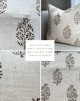 ** ARTISAN VARIATION ** Solana Floral Block Printed Pillow Cover | Brown (Copy)