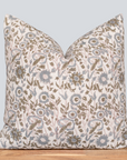 Mirelle Floral Block Printed Pillow Cover | Blue, Green, Burgundy 20'' x 20'' Pillow Cover Only