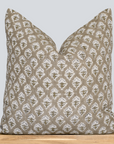 Rhea Floral Block Printed Pillow Cover | Mustard 20" x 20" Pillow Cover Only