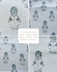 ** ARTISAN VARIATION ** Devi Floral Block Printed Pillow Cover | Teal /Blue