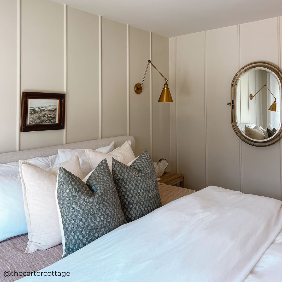 Luna Floral Block Printed Pillow Cover | Blue/Teal Green