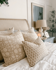 Luana Floral Block Printed Pillow Cover | Beige/Brown