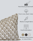 Rhea Floral Block Printed Pillow Cover | Mustard | Lumbar