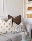 Mia Floral Block Printed Pillow Cover | Brown