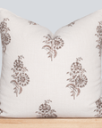 Marisol Floral Block Printed Pillow Cover | Brown
