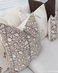 Nina Floral Block Printed Pillow Cover | Brown