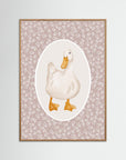 Duck Pink Botanical Art Print | Children's Room & Nursery Wall Art Oak Nature
