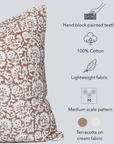 Seville Floral Block Printed Pillow Cover | Terracotta | Lumbar
