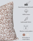 Seville Floral Block Printed Pillow Cover | Terracotta | Lumbar