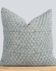 Luna Floral Block Printed Pillow Cover | Blue/Teal Green