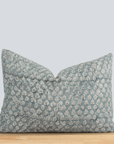 ** ARTISAN VARIATION ** Luna Floral Block Printed Pillow Cover | Blue/Teal | Lumbar