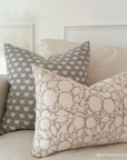 ** ARTISAN VARIATION ** Augustine Floral Block Printed Pillow Cover | Grey