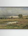 Vintage French Countryside Pond Landscape | Canvas Black