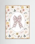 Pink Gingham Bow Wall Art | Girls Bedroom & Nursery Decor Rose Wood