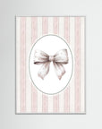 Blush Pink Bow Art Print | Girls Room & Nursery Wall Art White Wood