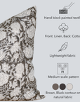 Auburn Floral Block Printed Pillow Cover | Brown