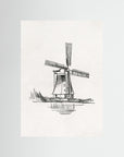 Windmill Sketch Wall Art | Children's Room Decor No Frame