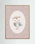 Owl Pink Botanical Art Print | Children's Room & Nursery Wall Art Oak Nature
