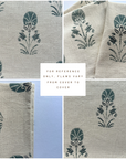 **FLAWED** Devi Floral Block Printed Pillow Cover | Teal Green/Blue