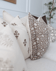 ** ARTISAN VARIATION ** Nina Floral Block Printed Pillow Cover | Brown