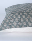 ** ARTISAN VARIATION ** Luna Floral Block Printed Pillow Cover | Blue/Teal | Lumbar
