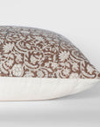 ** ARTISAN VARIATION ** Nina Floral Block Printed Pillow Cover | Brown