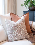 Nina Floral Block Printed Pillow Cover | Brown