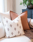 **FLAWED** Mia Floral Block Printed Pillow Cover | Brown