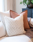 Marie Block Printed Pillow Cover | Brown + Peach/Salmon