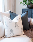 **FLAWED** Lighter Devi Floral Block Printed Pillow Cover | Teal Green/Blue
