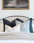 Devi Floral Block Printed Pillow Cover | Teal Green/Blue | Lumbar